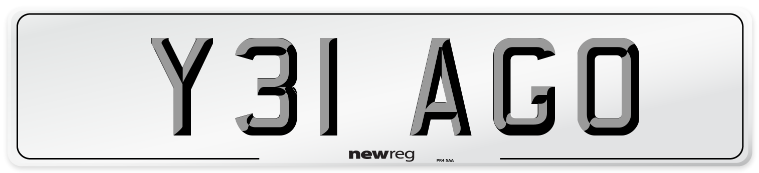 Y31 AGO Number Plate from New Reg